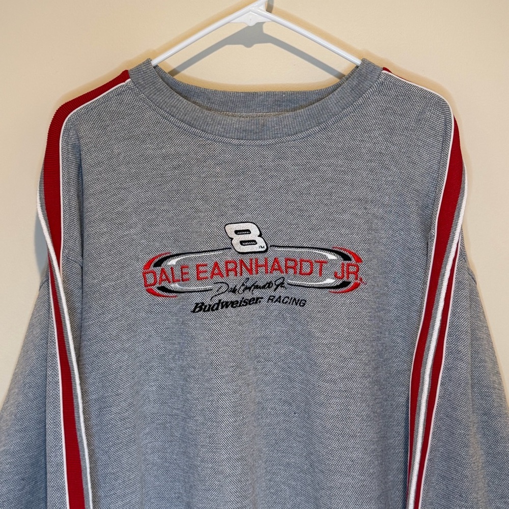 Vintage Dale Earnhardt Jr Budweiser Racing Crew Neck Embroidered Striped Size M - Picture 2 of 8